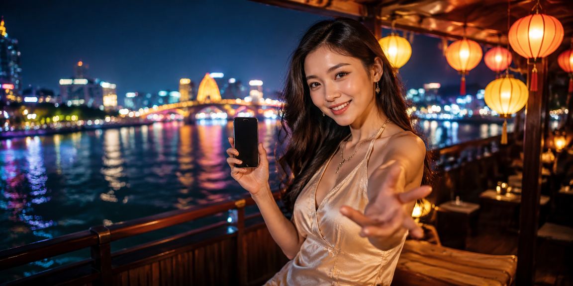 Người dùng trải nghiệm game casino mới trên điện thoại di động tại Đà Nẵng giữa không khí đèn lồng